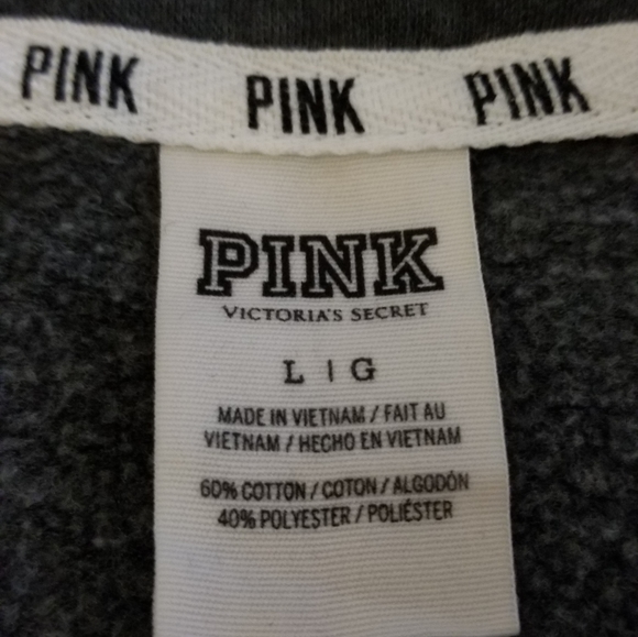 Victoria's Secret PINK!Boyfriend Dark Grey/Lime Green Half Zip Sweatshirt/ - Picture 5 of 5